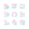 Electric massagers gradient linear vector icons set