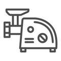 Electric meat grinder line icon, Kitchen appliances concept, Meat mincer sign on white background, mincing machine icon