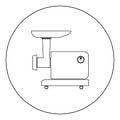 Electric meat mincer black icon in circle vector illustration isolated .