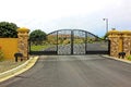 Electric Metal Exit Gate With Brick Columns