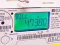 Electric meter close-up showing a very high bill price. Royalty Free Stock Photo