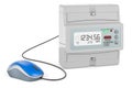 Electric meter with computer mouse. 3D rendering Royalty Free Stock Photo