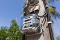 Electric meter on electrical pole Royalty Free Stock Photo