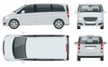 Electric Minivan with Premium Touches, Passenger Van or Minivan Car vector template on white background. MPV, SUV, 5 Royalty Free Stock Photo