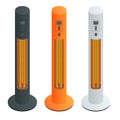 Electric Modern Long-Wave Infrared Patio Heaters and Gas Patio Heater. Isometric Best Patio Heaters for Your Garden