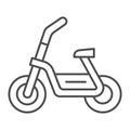 Electric moped thin line icon, electric transport concept, scooter bike vector sign on white background, outline style Royalty Free Stock Photo