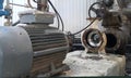 Electric motor on baseplate in pulp industial