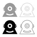 Electric motor electromotor engine industrial set icon grey black color vector illustration image solid fill outline contour line Royalty Free Stock Photo