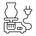 Electric motor machine with clay jug thin line icon, pottery making concept. Vector graphics. Clay jug modeling Royalty Free Stock Photo