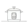 Electric multicooker appliance illustration featuring control panel with presets and lid in minimal style Royalty Free Stock Photo