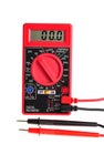 Electric multimeter with digital display on white Royalty Free Stock Photo