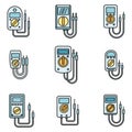 Electric multimeter icons set vector color