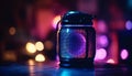 Electric nightlife ignites celebration with glowing equipment and shiny spotlight generated by AI Royalty Free Stock Photo