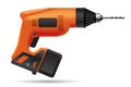 Electric orange cordless drill on white Royalty Free Stock Photo