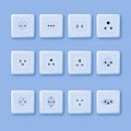 Electric outlet. Different type power socket set, vector isolated icon illustration for different country plugs. Power socket.