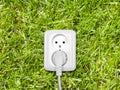 Electric outlet on green grass Royalty Free Stock Photo