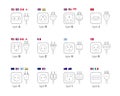 Electric outlet illustration. Different type power socket set, icon illustration for different country plugs.