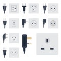 Electric outlet vector illustration energy socket electrical outlets plugs european appliance interior icon.