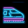 electric passenger train neon glow icon illustration