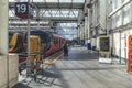 Electric passenger train on the platform at the London Waterloo