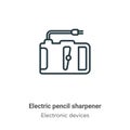 Electric pencil sharpener outline vector icon. Thin line black electric pencil sharpener icon, flat vector simple element Royalty Free Stock Photo