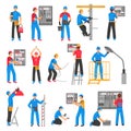 Electric People Decorative Icons Set Royalty Free Stock Photo