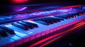 Electric piano keys in neon light. Royalty Free Stock Photo