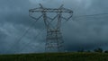 Electric pillar against the gloomy evening sky in McHenry, Maryland