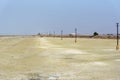 Electric pillars along Sambhar Salt Lake. India