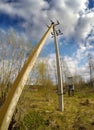 Electric pillars and wires to the transformer box