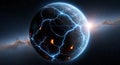 Electric Planet, Alien World, Space Lightning Storm Royalty Free Stock Photo
