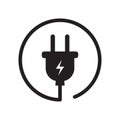 Electric plug, black icon. Vector illustration Royalty Free Stock Photo
