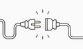 Electric Plug connect concept socket. Get connected or disconnect vector power plug cable illustration