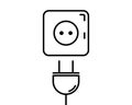 Electric plug and cord icon set, black isolated on white background, vector illustration Royalty Free Stock Photo