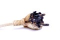 Electric plug damaged by  overheating Royalty Free Stock Photo