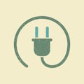 Electric plug. Flat house icon in retro style