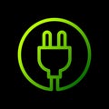 Electric plug icon with cable, Power charging energy sign, Electricity technology and device concept, Vector illustration Royalty Free Stock Photo
