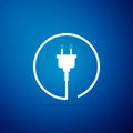 Electric plug icon isolated on blue background. Concept of connection and disconnection of the electricity. Flat design Royalty Free Stock Photo