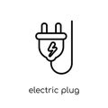 electric plug icon. Trendy modern flat linear vector electric pl