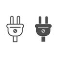 Electric plug line and glyph icon. Socket plug vector illustration isolated on white. Electric cable outline style Royalty Free Stock Photo