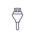 electric plug with 3 pins, line icon Royalty Free Stock Photo
