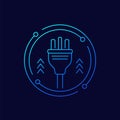 electric plug with 3 pins line vector icon Royalty Free Stock Photo