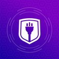 electric plug with a shield vector icon Royalty Free Stock Photo