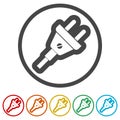 Electric plug sign icon, Power energy symbol, 6 Colors Included Royalty Free Stock Photo