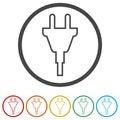 Electric plug sign icon, Power energy symbol, 6 Colors Included Royalty Free Stock Photo