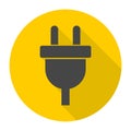 Electric plug sign icon, Power energy symbol with long shadow Royalty Free Stock Photo