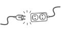 Electric Plug and Socket unplug disconnection, loss of connect Royalty Free Stock Photo