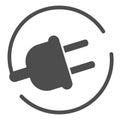 Electric plug solid icon. Power cord vector illustration isolated on white. Cable outlet glyph style design, designed Royalty Free Stock Photo