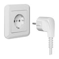 Electric plug and wall outlet, white plastic, vector illustration