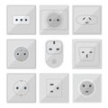 Electric plugs stack outlet illustration energy socket electrical outlets plugs european and usa, asia appliance